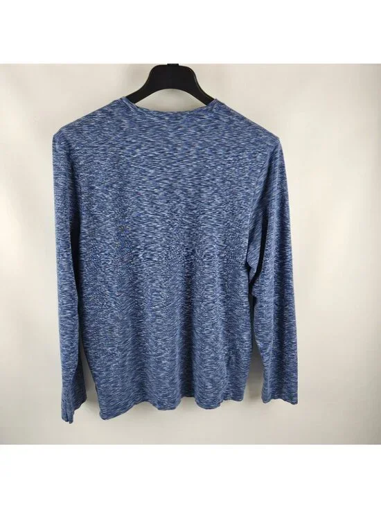 Rhone Shirt Mens XL Blue Heathered Henley Long Sleeve Stretch - Picture 2 of 7